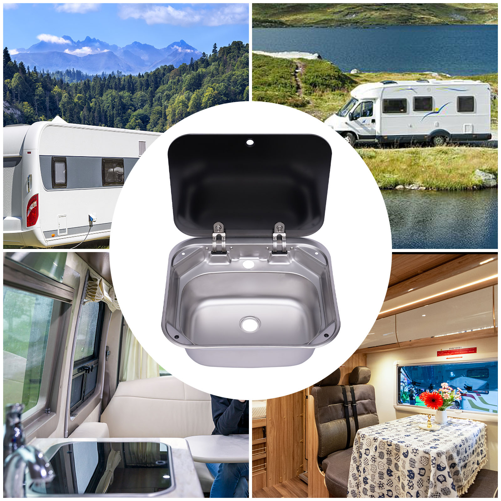 Space Saving RV Sink Semi Rece - Outdoor Adventures のレビューと価格