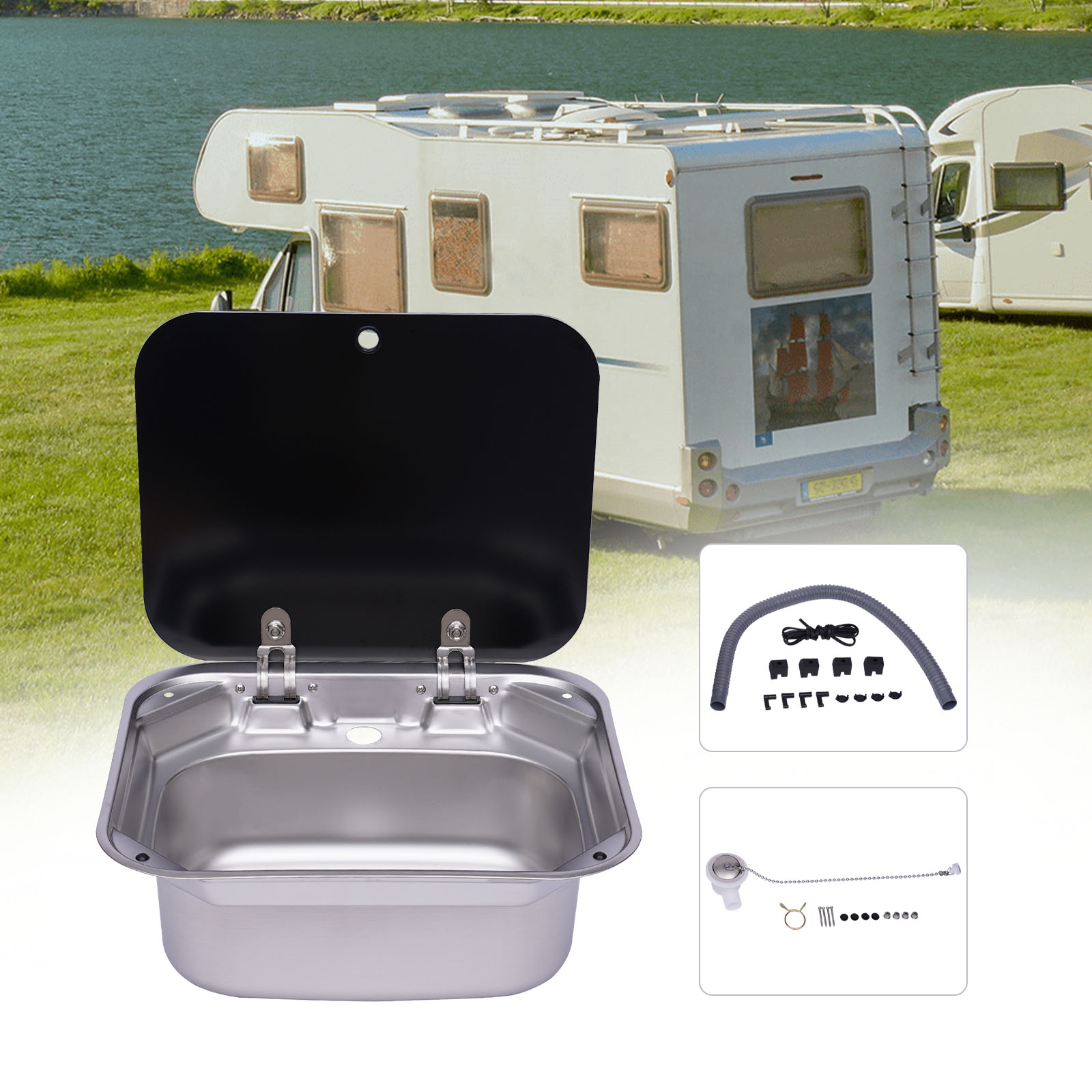 Space Saving RV Sink Semi Rece - Outdoor Adventures のレビューと価格