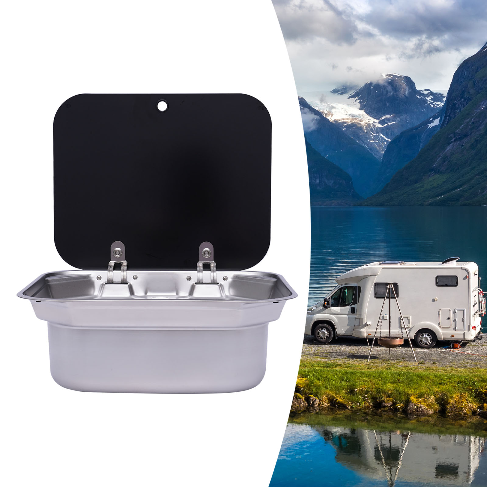 Space Saving RV Sink Semi Rece - Outdoor Adventures のレビューと価格