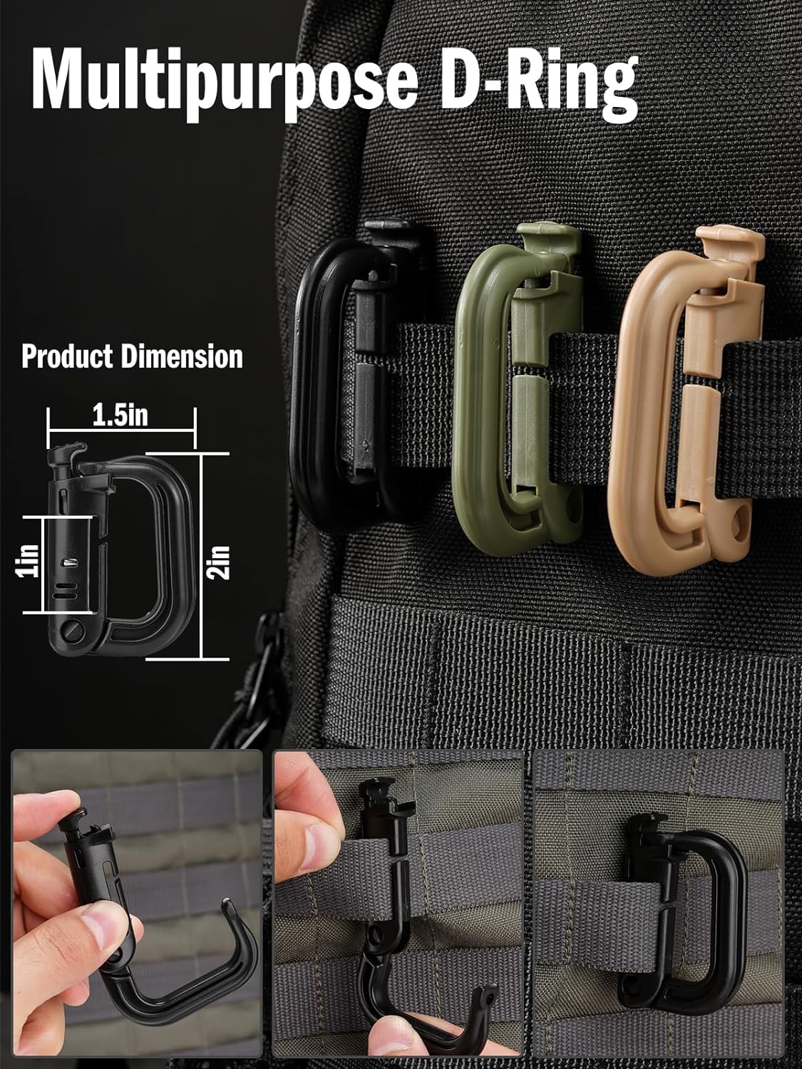 Tactical D-Ring Carabiner Grim - Carabiner Locking D のレビューと価格