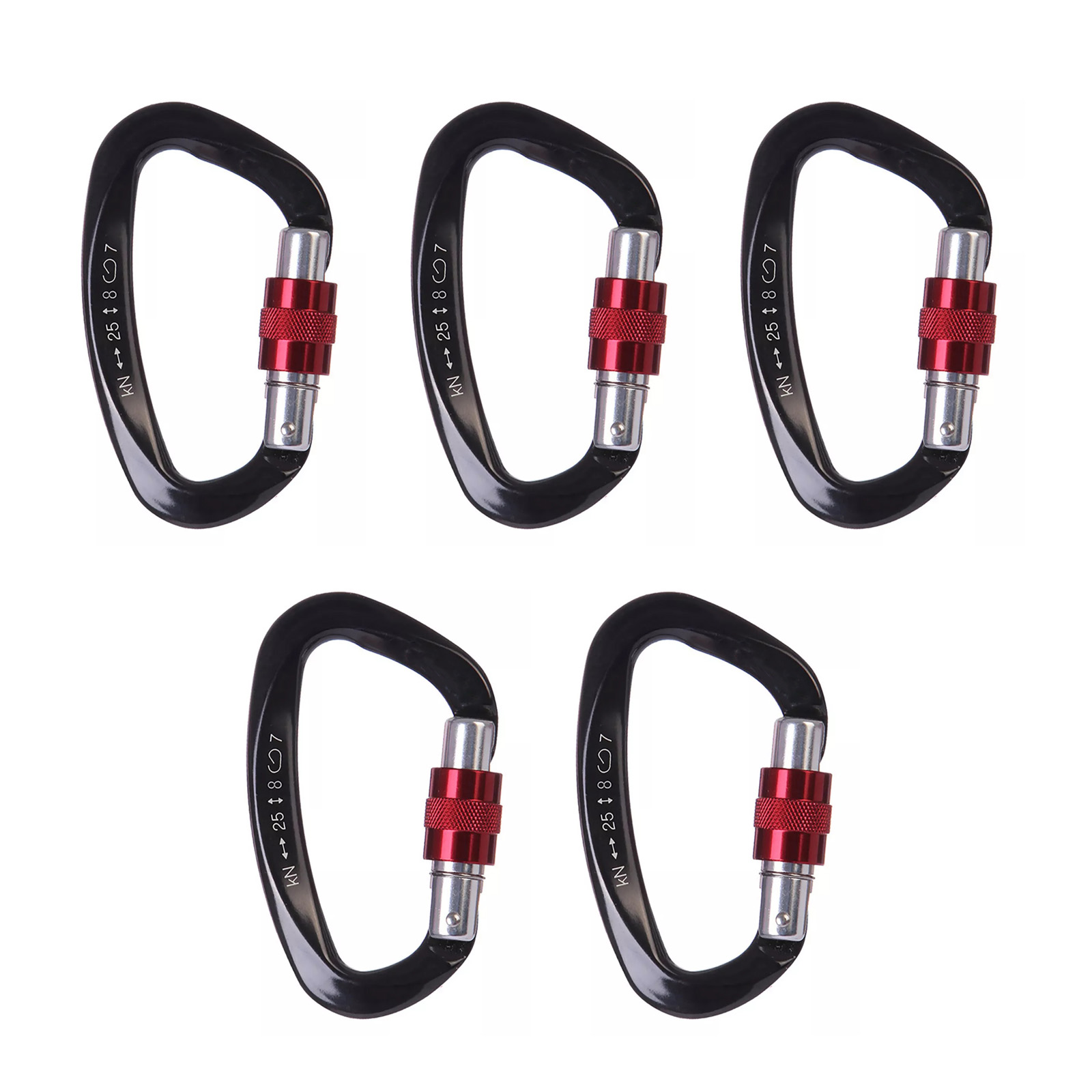5Pcs/Set 25KN D-Shape Aluminum - Carabiner Locking D のレビューと価格