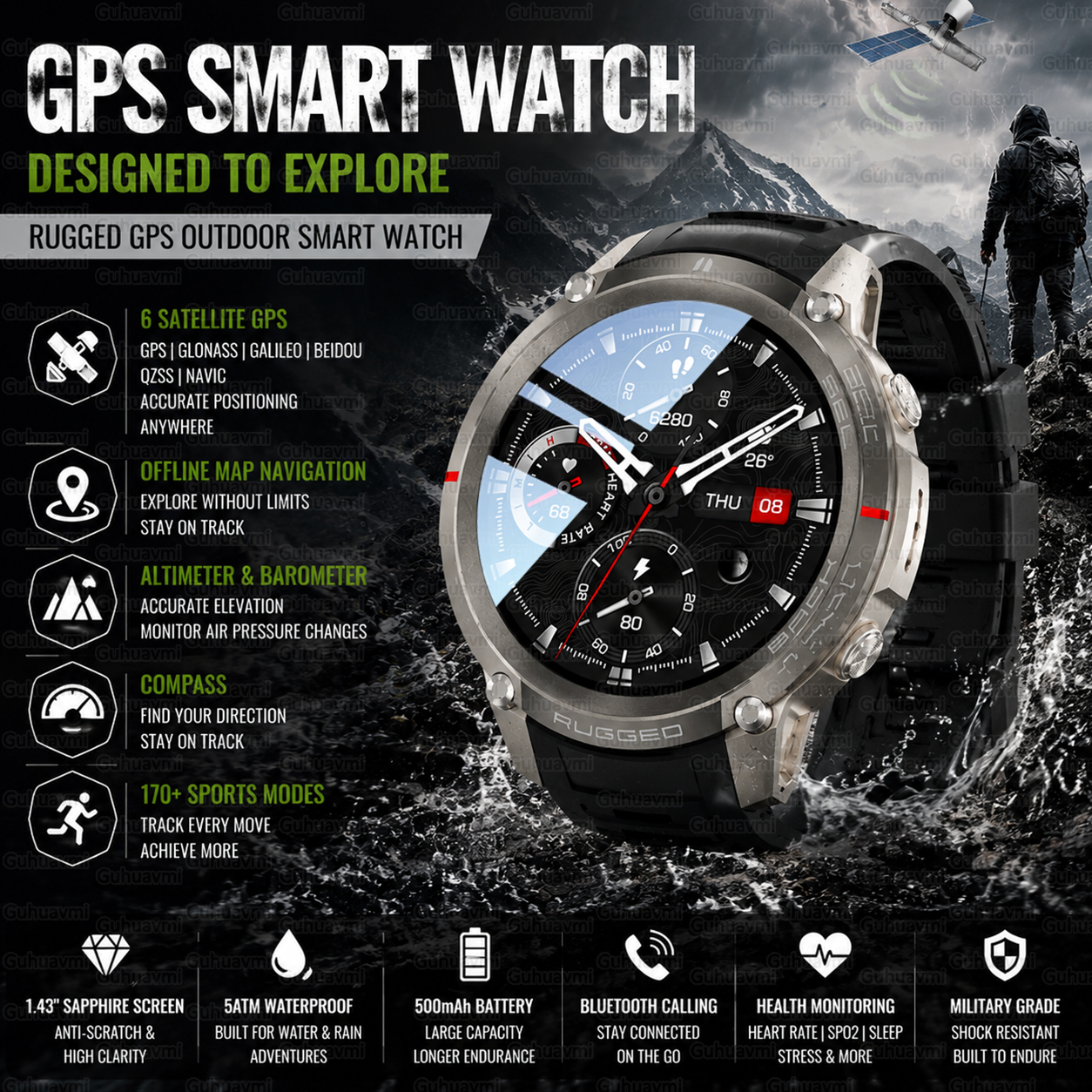 Outdoor Tactical GPS Smart Wat - Outdoor Adventure World のレビューと価格