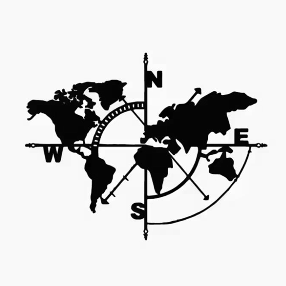 Compass World Map Vinyl Decal, - Outdoor Adventure World のレビューと価格