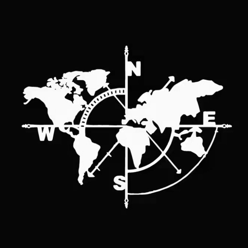 Compass World Map Vinyl Decal, - Outdoor Adventure World のレビューと価格